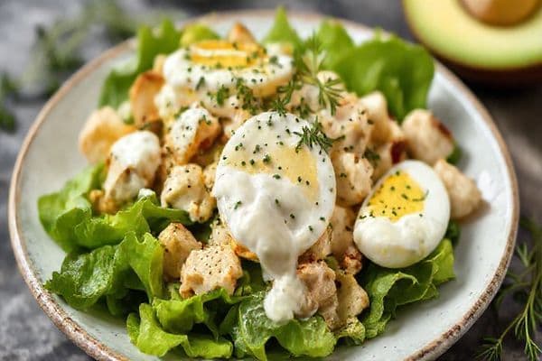 Avocado Chicken Egg Salad with Creamy Lemon Dill Dressing